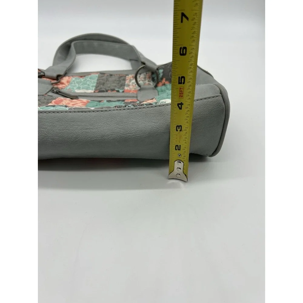 Tess Barrel Shape Handbag‎ in Mint/Mellon/Grey Quilted Patchwork